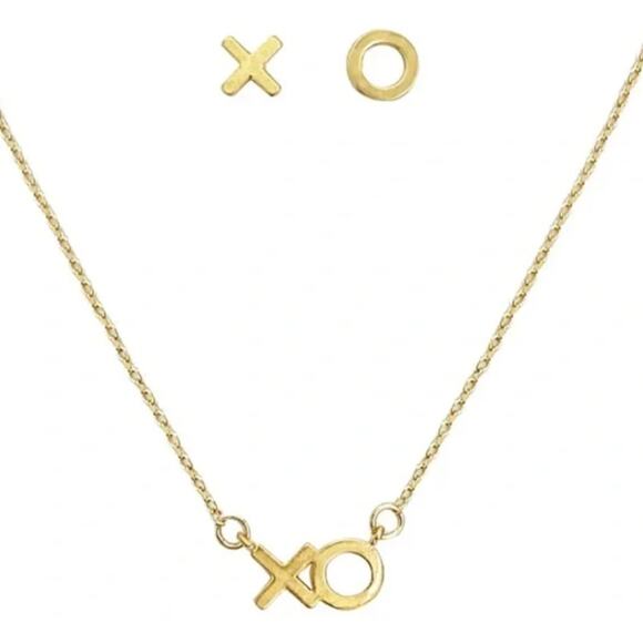 Ettika Hugs & Kisses 18K Gold Plated XO Necklace & Stud Earrings Matching Set - Picture 7 of 7